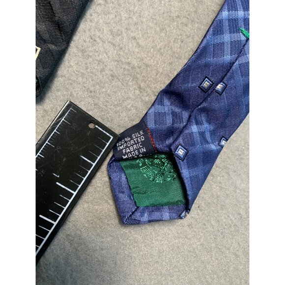 Tommy Hilfiger Mens Silk Tie Black and Blue Geometric Patterns Necktie - Picture 4 of 5